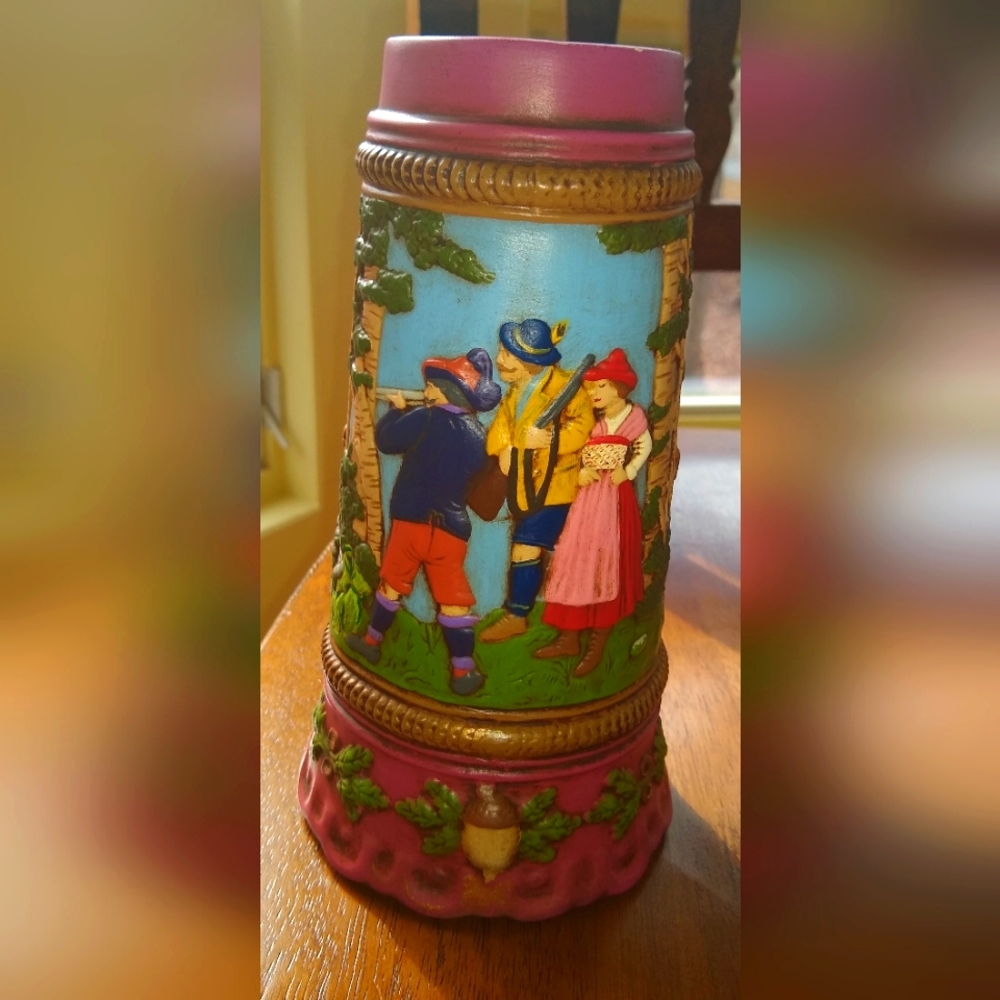 VINTAGE HOLLAND Beerstein MOLD MUG with ANTIQUE Hunting Scene & Deer